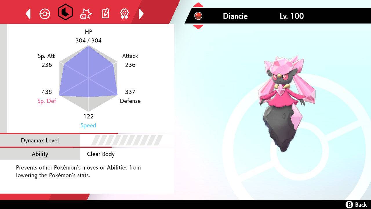 Pokemon Sword and Shield Ultra Shiny Diancie 6IV-EV Trained – Pokemon4Ever