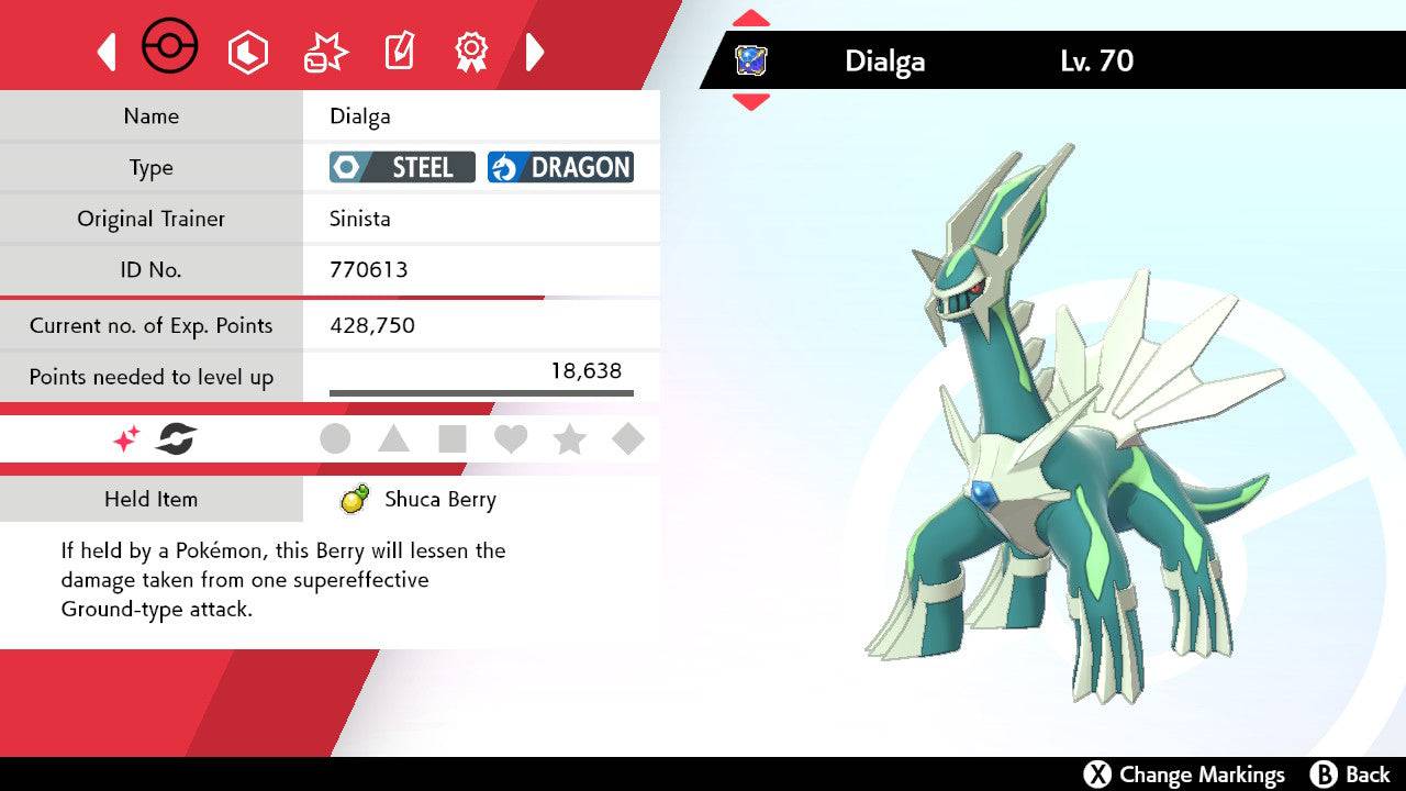 Pokemon Sword and Shield Shiny Dialga 6IV-EV Trained - Pokemon4Ever