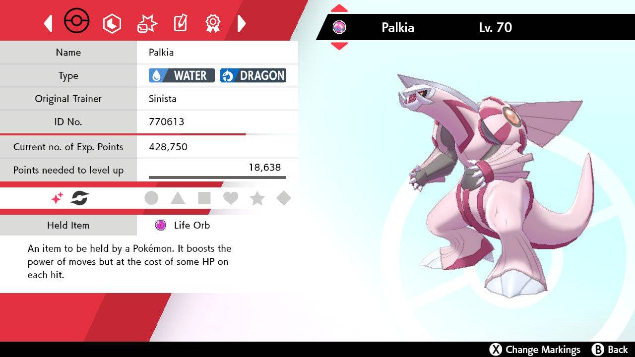 Pokemon Sword and Shield Shiny Palkia 6IV-EV Trained - Pokemon4Ever