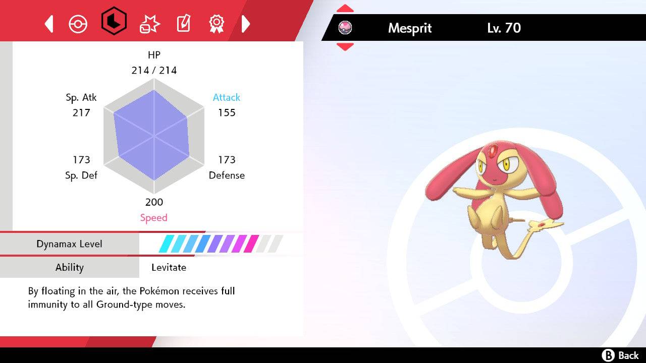 Pokemon Sword and Shield Shiny Mesprit 6IV-EV Trained - Pokemon4Ever