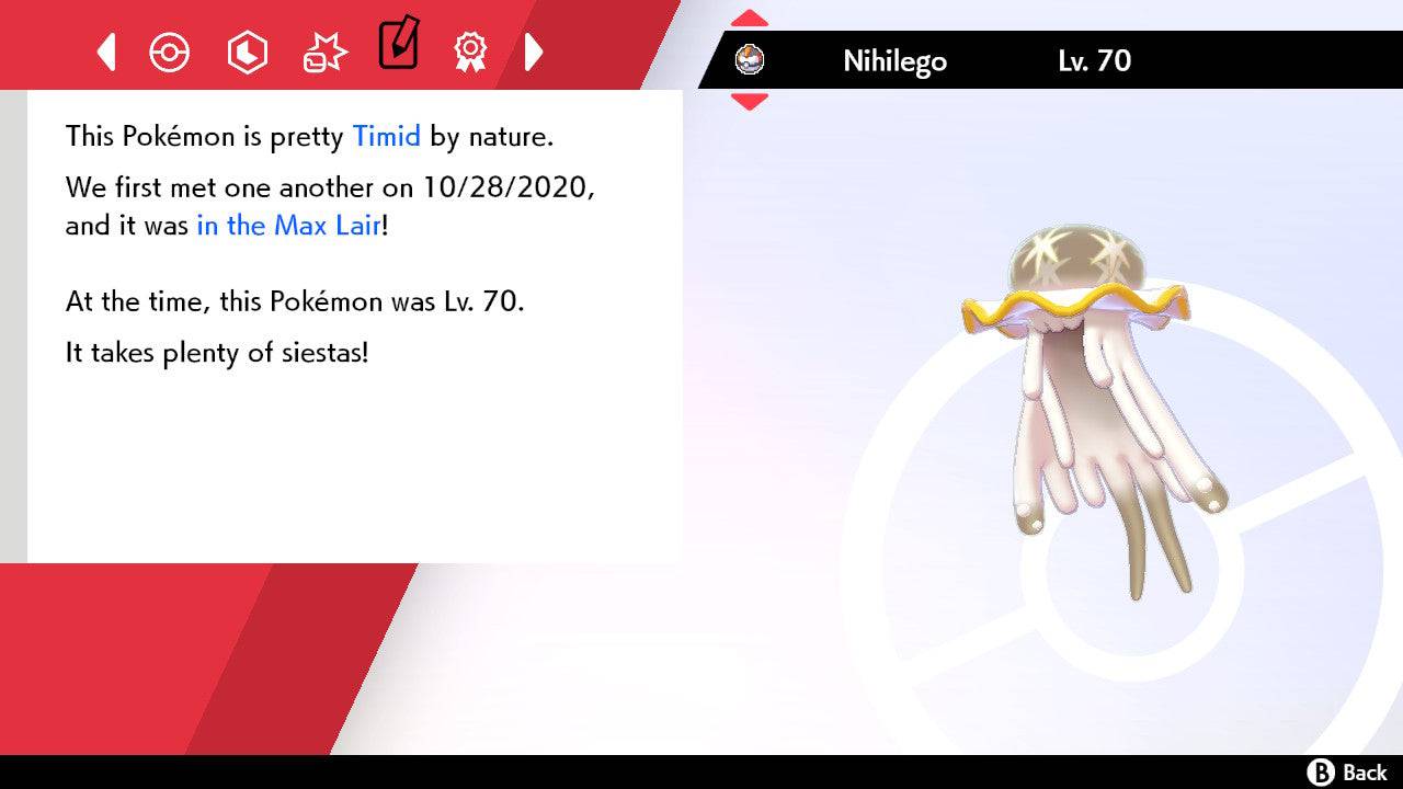 Pokemon Sword and Shield Shiny Nihilego 6IV-EV Trained – Pokemon4Ever