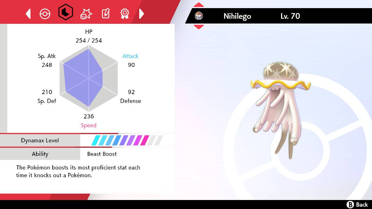 Pokemon Sword and Shield Shiny Nihilego 6IV-EV Trained – Pokemon4Ever