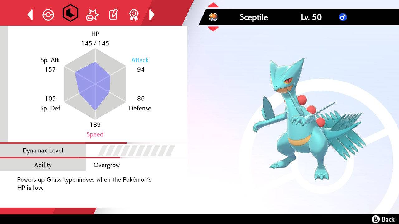 Pokemon Sword and Shield Ultra Shiny Sceptile 6IV-EV Trained - Pokemon4Ever