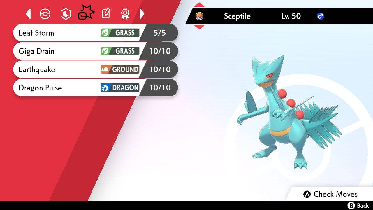 Pokemon Sword and Shield Ultra Shiny Sceptile 6IV-EV Trained - Pokemon4Ever