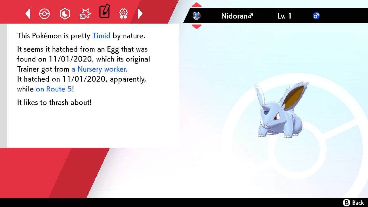 Pokemon Sword and Shield Shiny Nidoran♂ 6IV-EV Trained - Pokemon4Ever