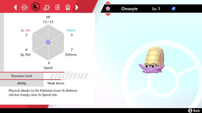 Pokemon Sword and Shield Shiny Omanyte 6IV-EV Trained - Pokemon4Ever