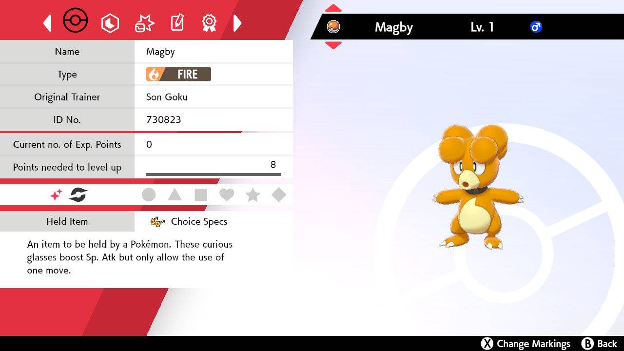 Pokemon Sword and Shield Shiny Magby 6IV-EV Trained - Pokemon4Ever