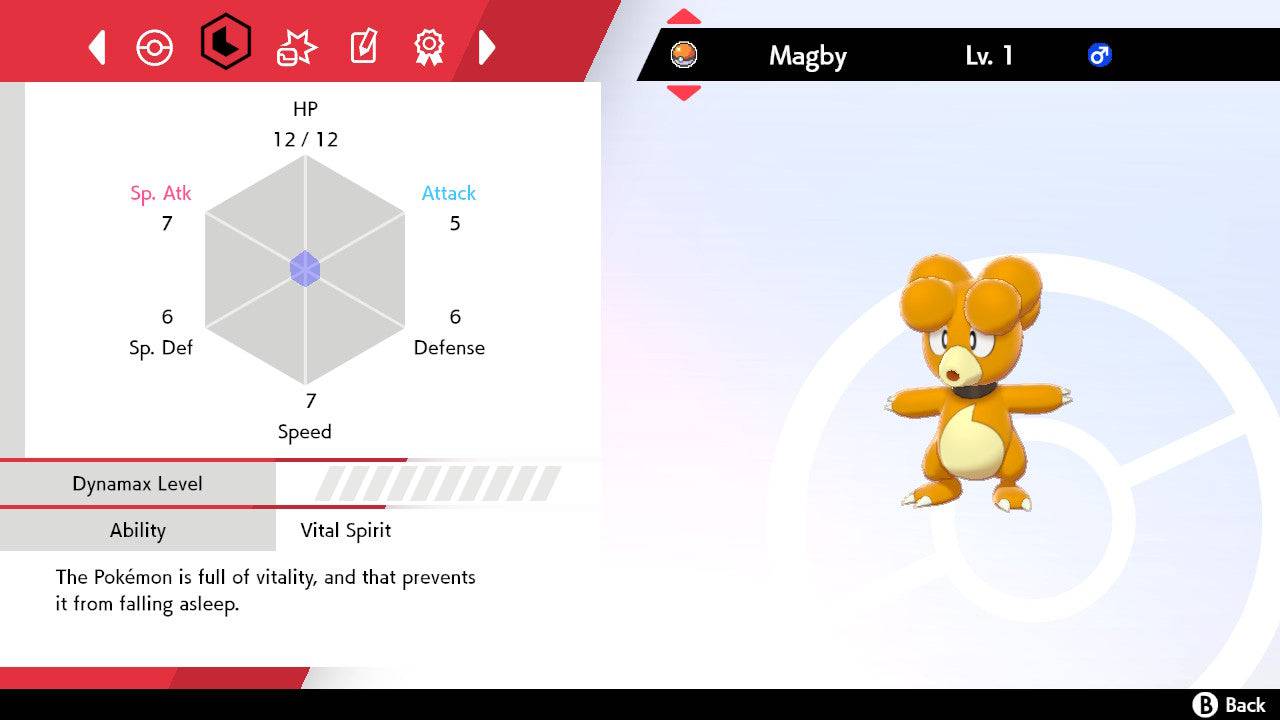 Pokemon Sword and Shield Shiny Magby 6IV-EV Trained - Pokemon4Ever