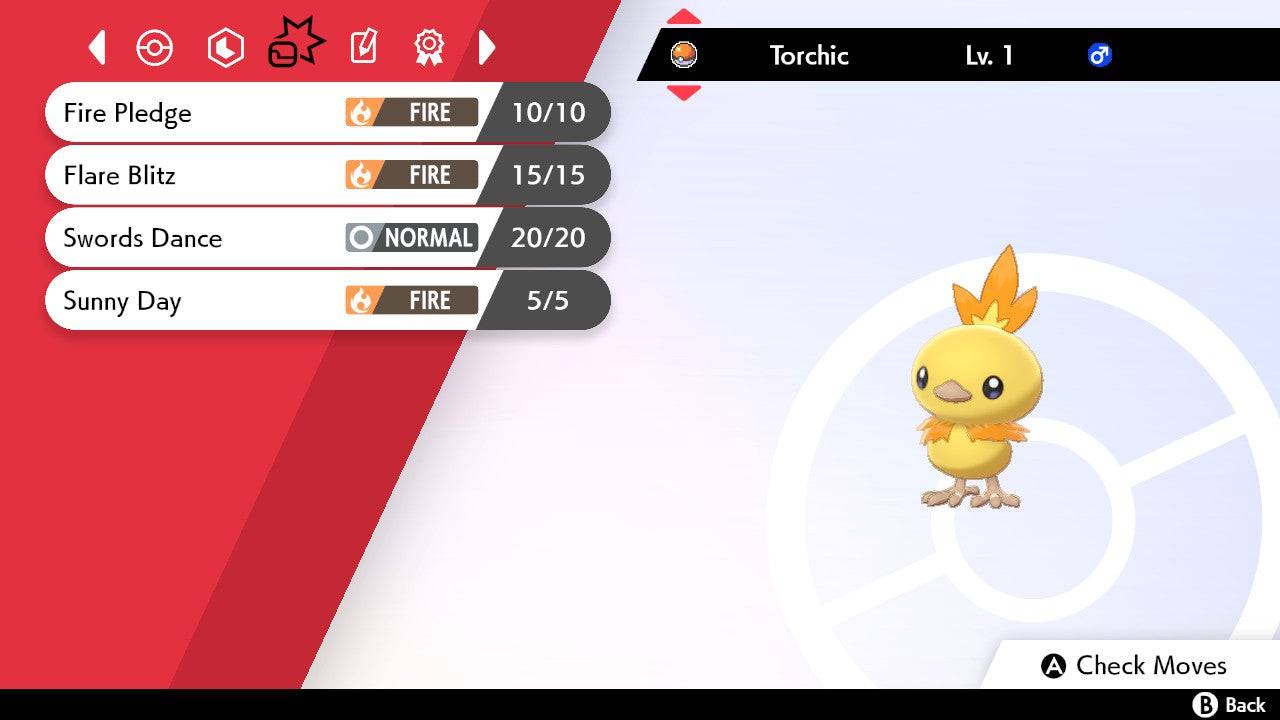 Pokemon Sword and Shield Ultra Shiny Torchic 6IV-EV Trained - Pokemon4Ever