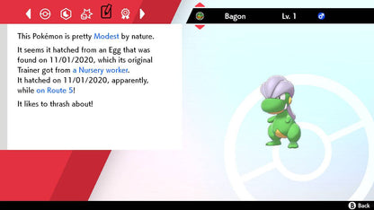 Pokemon Sword and Shield Shiny Bagon 6IV-EV Trained – Pokemon4Ever