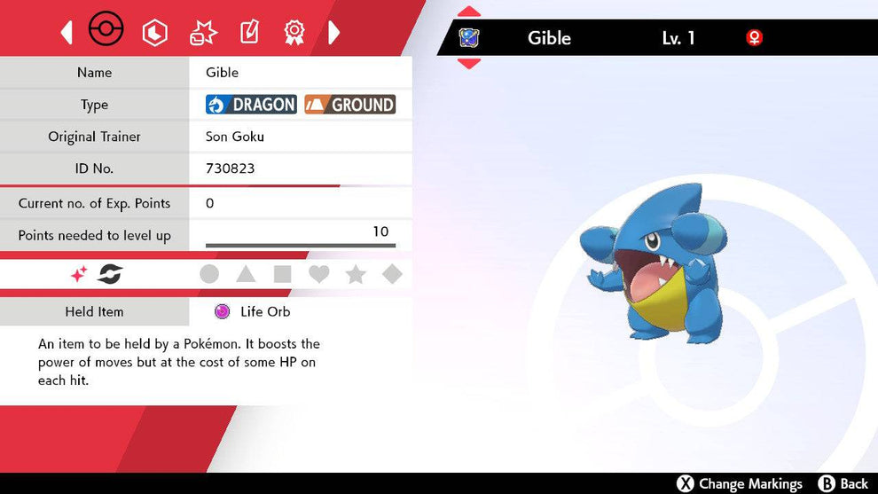 Pokemon Sword and Shield Shiny Level 1 Gible 6IVEV Trained Pokemon4Ever