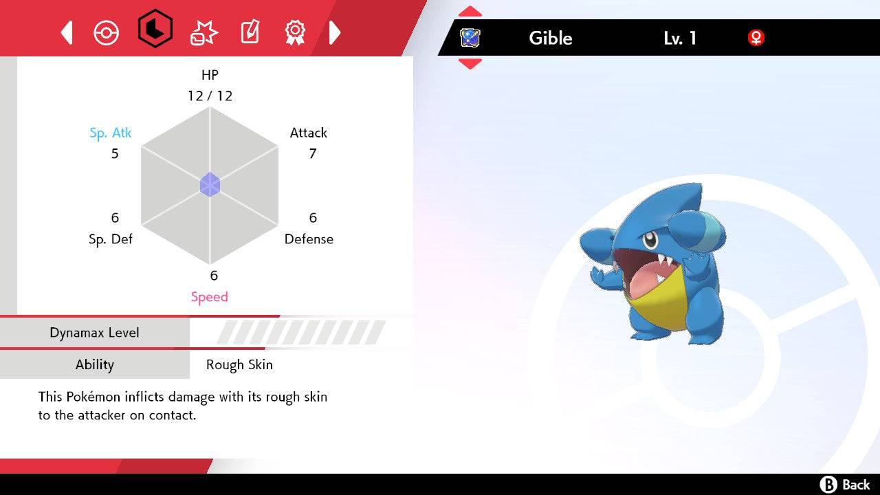 Pokemon Sword and Shield Shiny Level 1 Gible 6IVEV Trained Pokemon4Ever