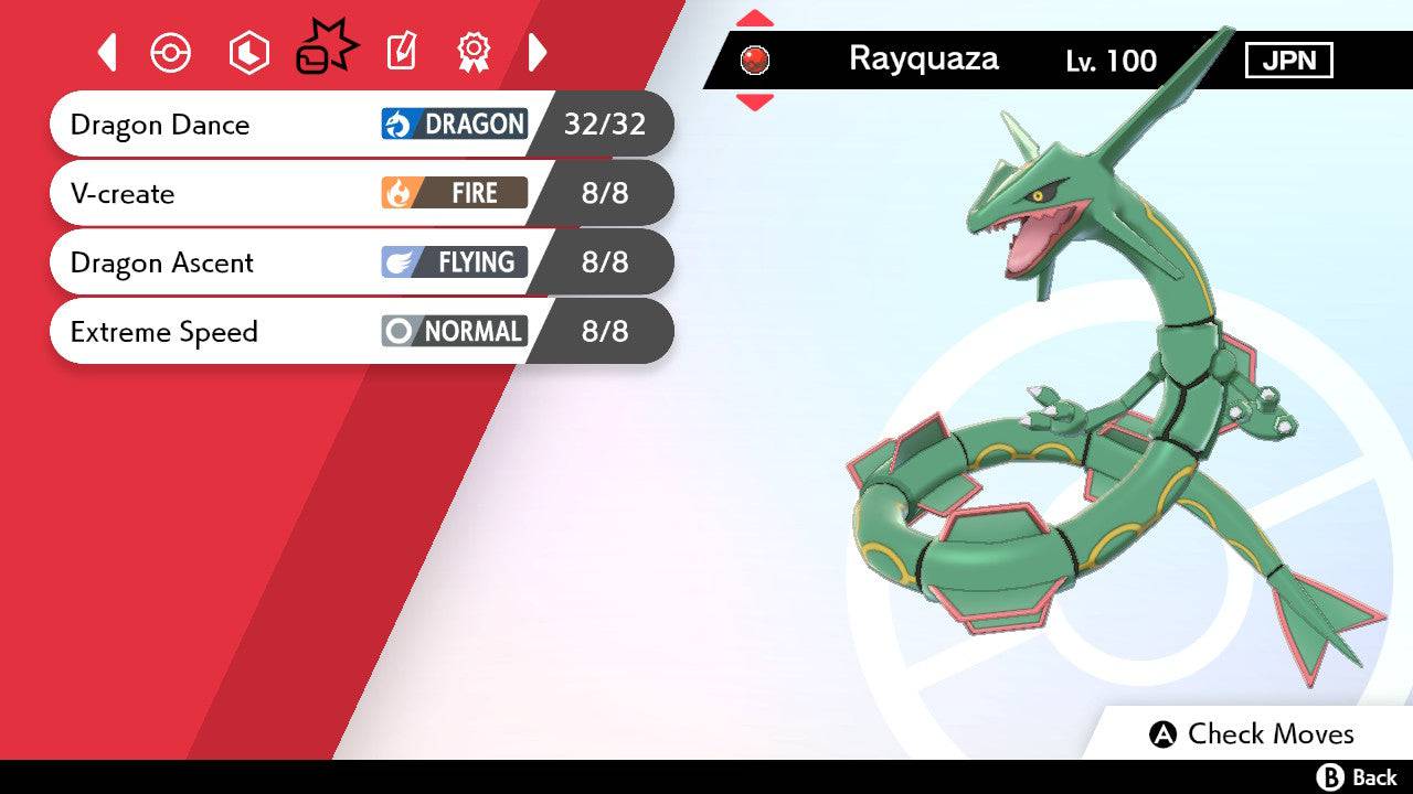 Pokemon Sword and Shield V create Rayquaza 6IV EV Trained