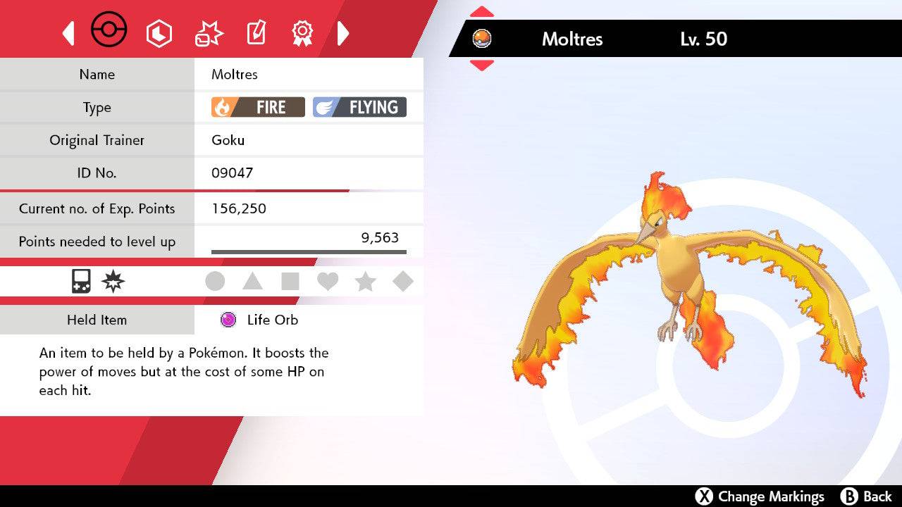 Pokemon Sword and Shield Moltres 6IV-EV Trained - Pokemon4Ever