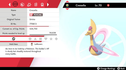 Pokemon Sword and Shield Cresselia 6IV-EV Trained - Pokemon4Ever