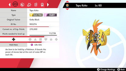 Pokemon Sword and Shield Tapu Koko 6IV-EV Trained - Pokemon4Ever