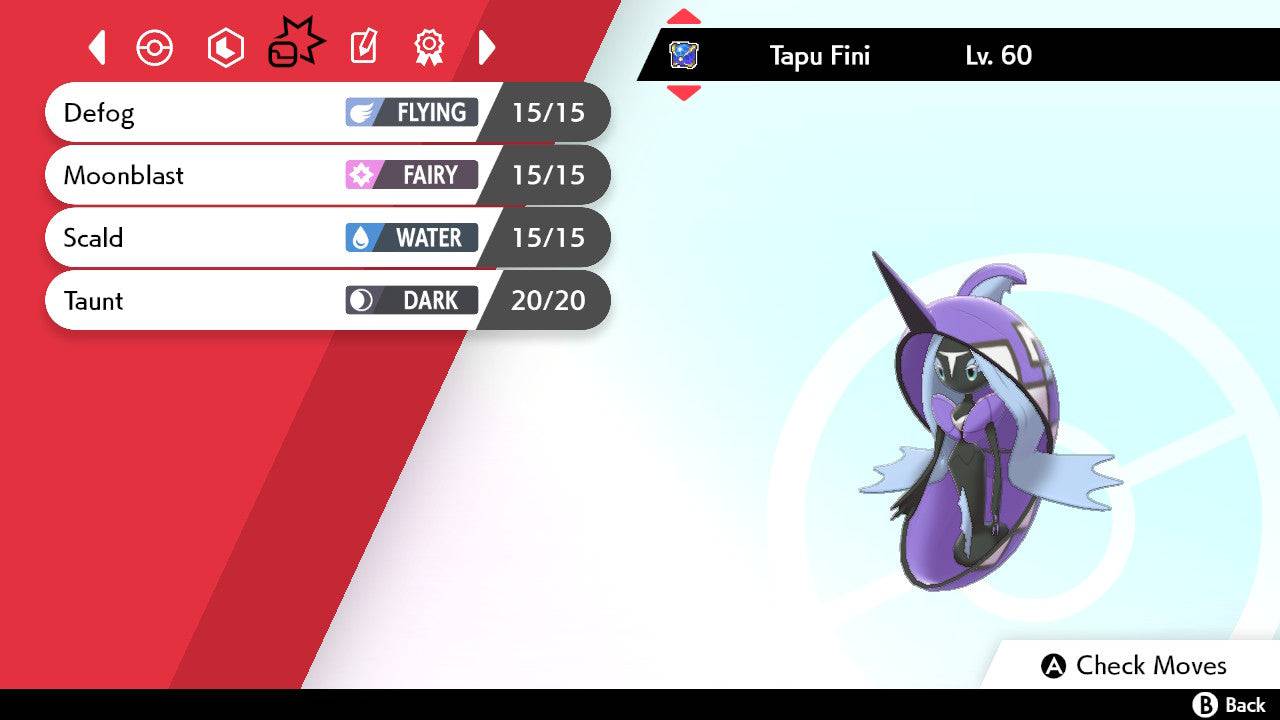 Pokemon Sword and Shield Tapu Fini 6IV-EV Trained - Pokemon4Ever