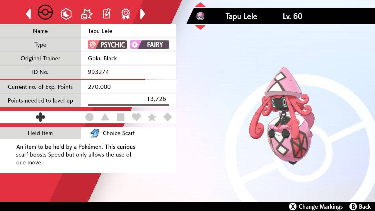 Pokemon Sword and Shield Tapu Lele 6IV-EV Trained - Pokemon4Ever