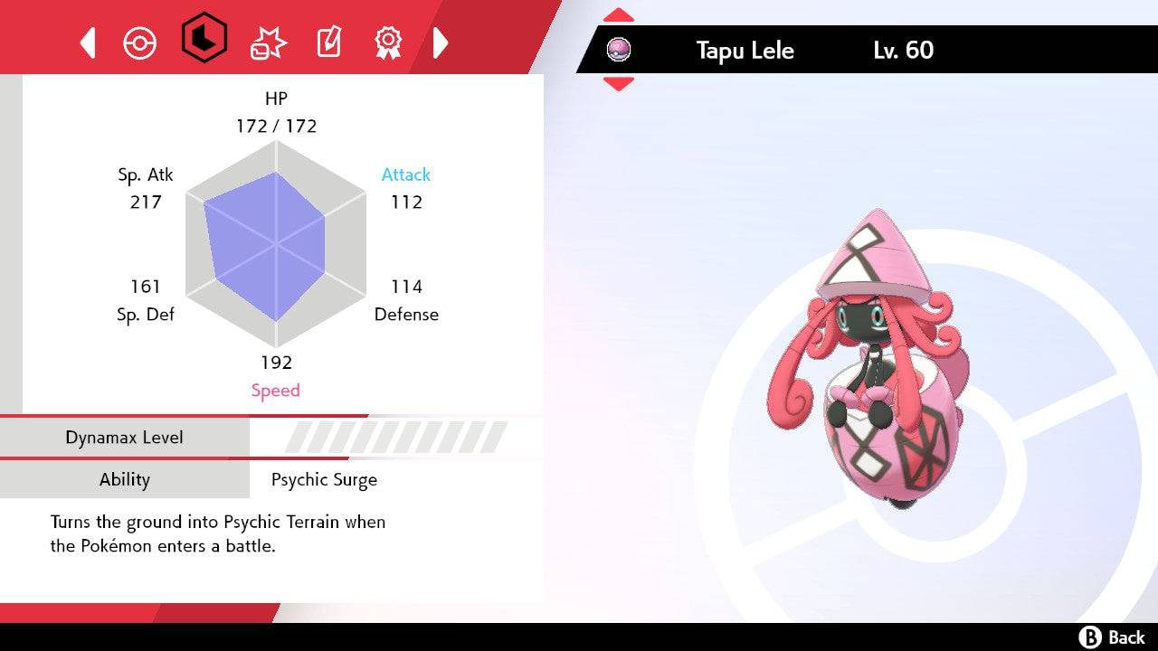 Pokemon Sword and Shield Tapu Lele 6IV-EV Trained - Pokemon4Ever