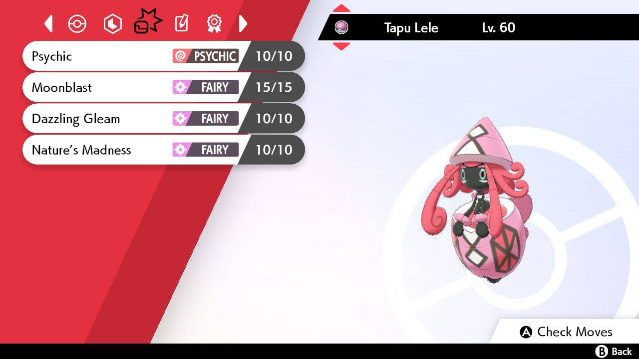 Pokemon Sword and Shield Tapu Lele 6IV-EV Trained - Pokemon4Ever