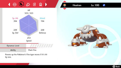 Pokemon Sword and Shield Heatran 6IV-EV Trained - Pokemon4Ever