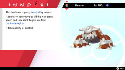 Pokemon Sword and Shield Heatran 6IV-EV Trained - Pokemon4Ever