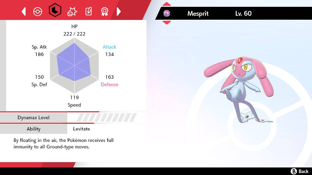 Pokemon Sword and Shield Mesprit 6IV-EV Trained - Pokemon4Ever