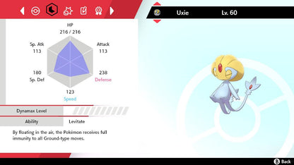 Pokemon Sword and Shield Uxie 6IV-EV Trained - Pokemon4Ever