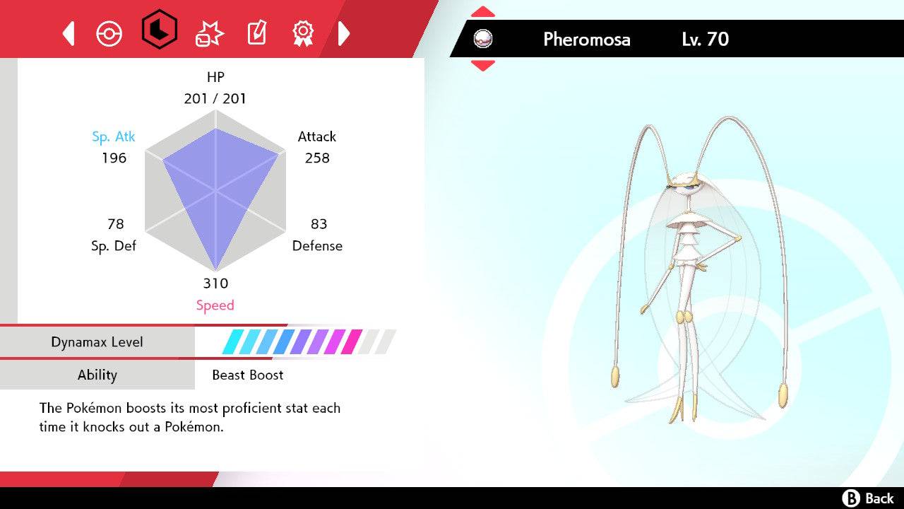 Pokemon Sword and Shield Pheromosa 6IV-EV Trained - Pokemon4Ever