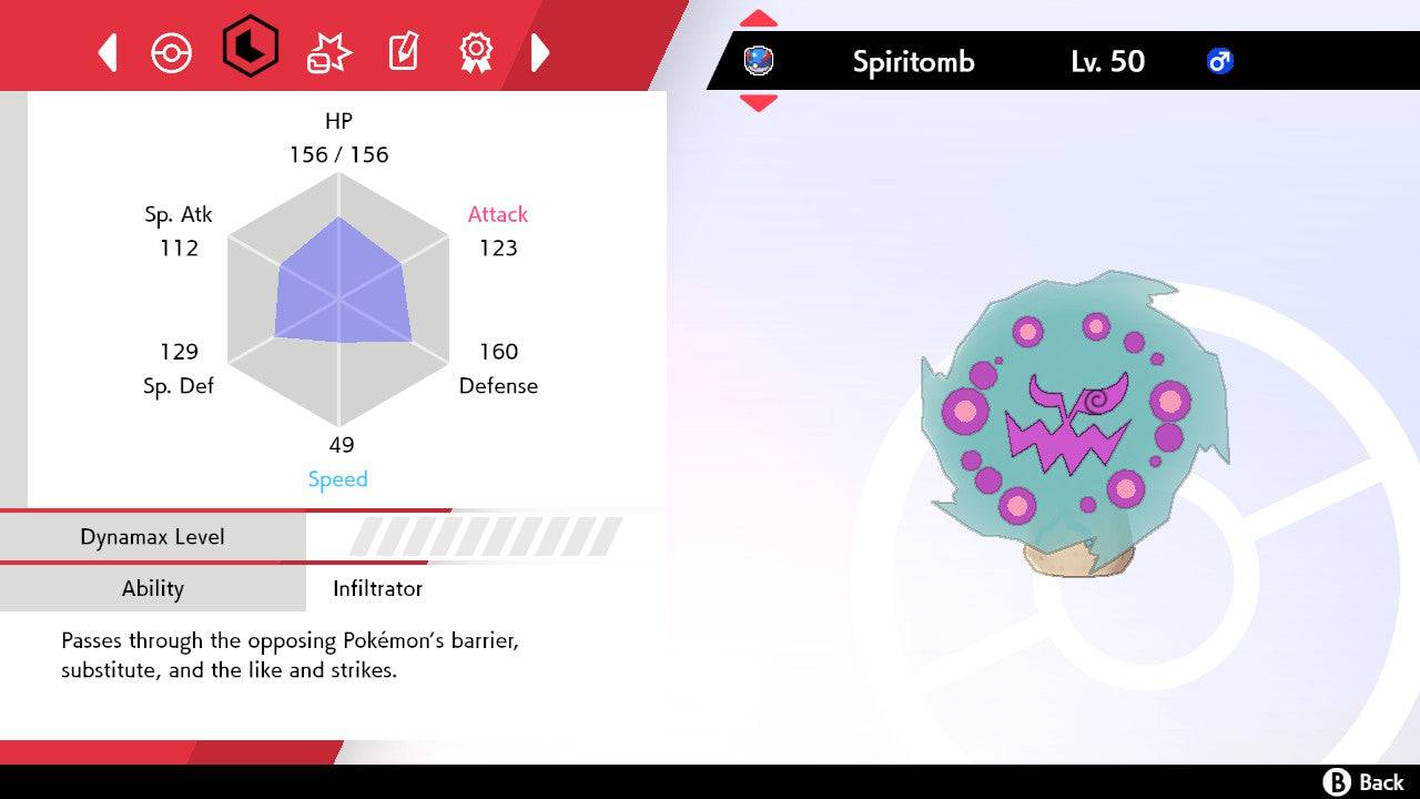 Pokemon Sword and Shield Shiny Spiritomb 6IV-EV Trained - Pokemon4Ever