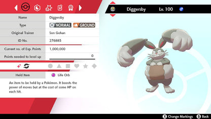 Pokemon Sword and Shield Shiny Diggersby 6IV-EV Trained - Pokemon4Ever