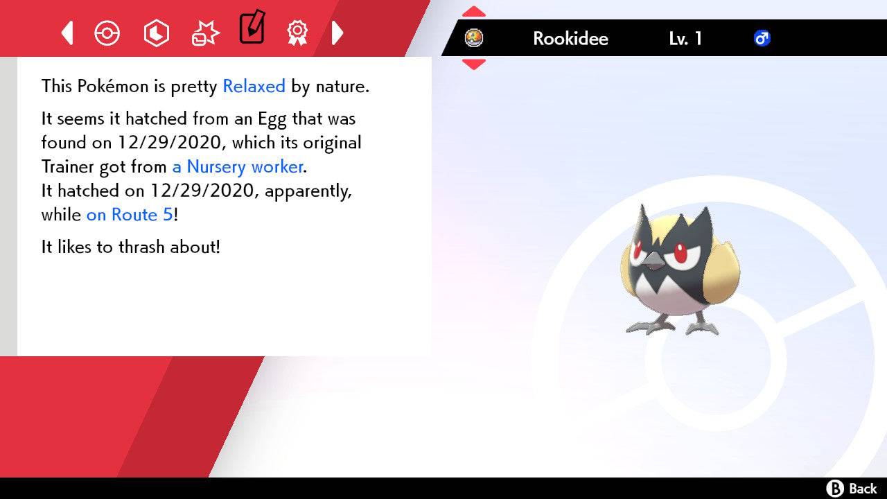 Pokemon Sword and Shield Shiny Rookidee 6IV-EV Trained - Pokemon4Ever