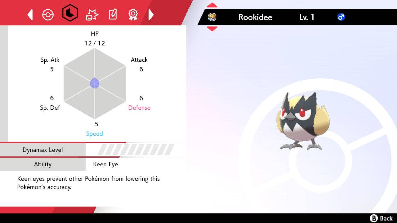 Pokemon Sword and Shield Shiny Rookidee 6IV-EV Trained - Pokemon4Ever