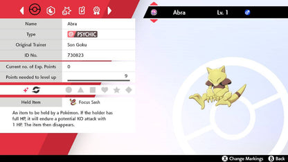 Pokemon Sword and Shield Shiny Abra 6IV-EV Trained - Pokemon4Ever