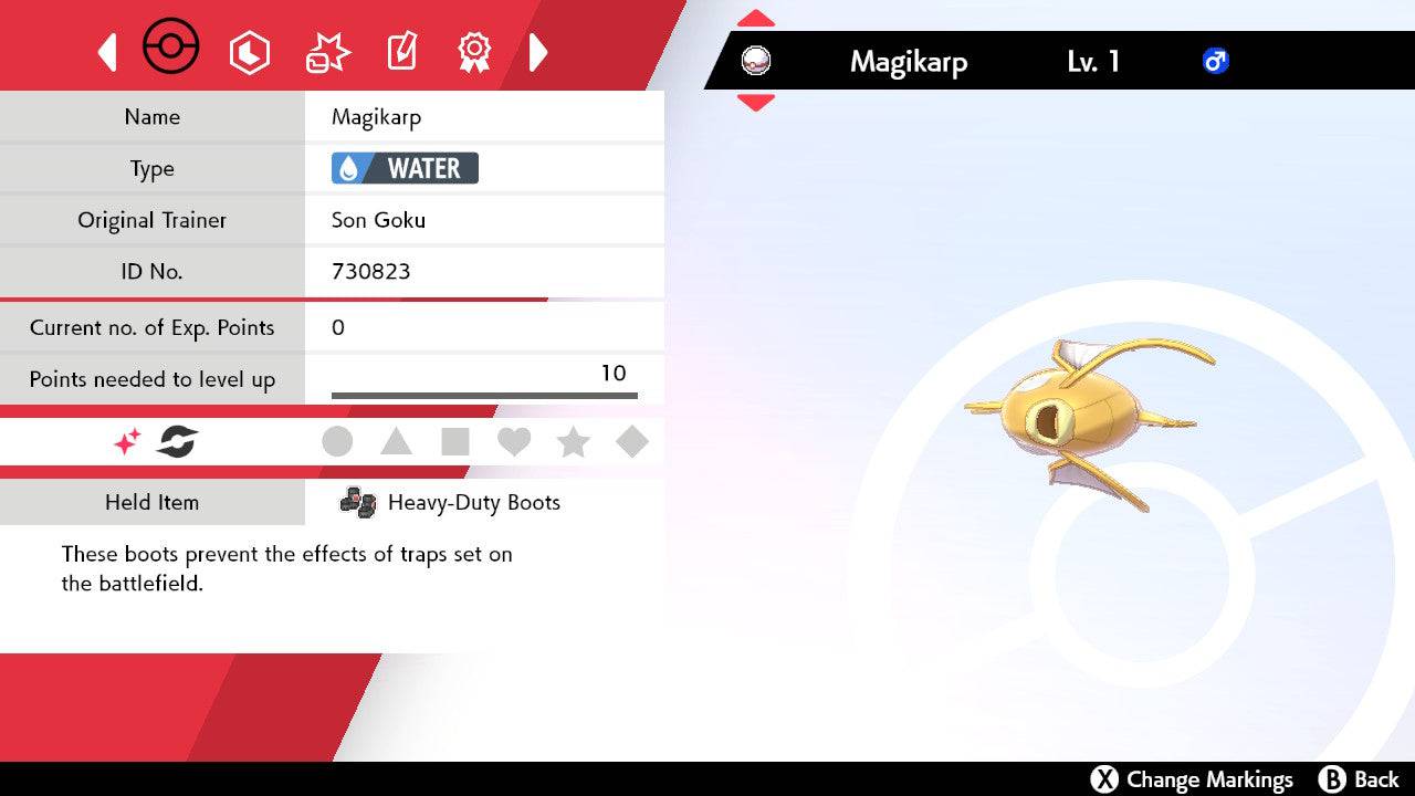 Pokemon Sword and Shield Shiny Magikarp 6IV-EV Trained - Pokemon4Ever