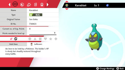 Pokemon Sword and Shield Shiny Karrablast 6IV-EV Trained - Pokemon4Ever