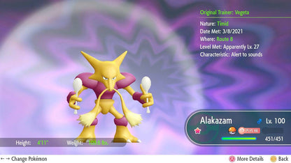 Pokemon Let's Go Shiny Alakazam 6IV-AV Trained - Pokemon4Ever