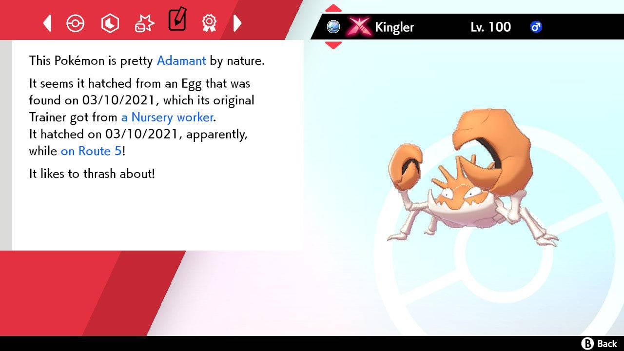 Pokemon Sword and Shield Gigantamax Kingler 6IV-EV Trained - Pokemon4Ever