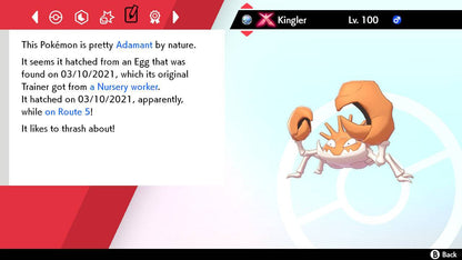 Pokemon Sword and Shield Gigantamax Kingler 6IV-EV Trained - Pokemon4Ever