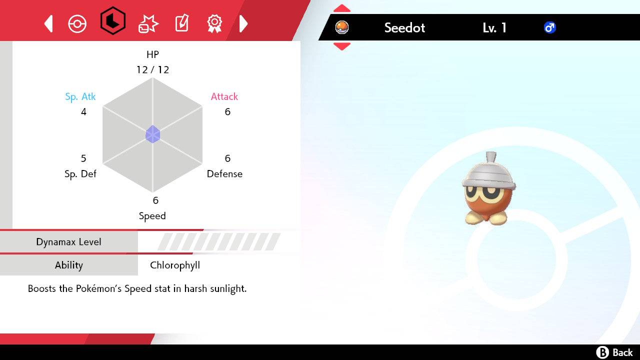 Pokemon Sword and Shield Shiny Seedot 6IV-EV Trained - Pokemon4Ever