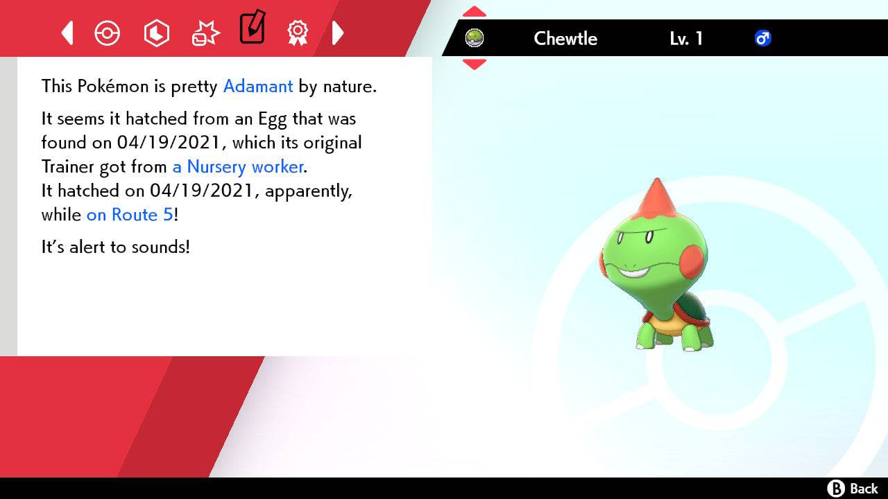 Pokemon Sword and Shield Shiny Chewtle 6IV-EV Trained - Pokemon4Ever