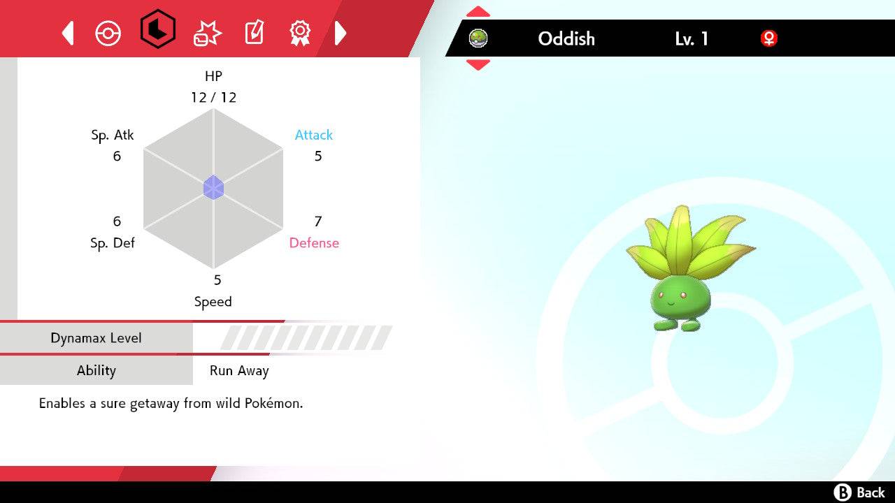 Pokemon Sword and Shield Shiny Oddish 6IV-EV Trained - Pokemon4Ever