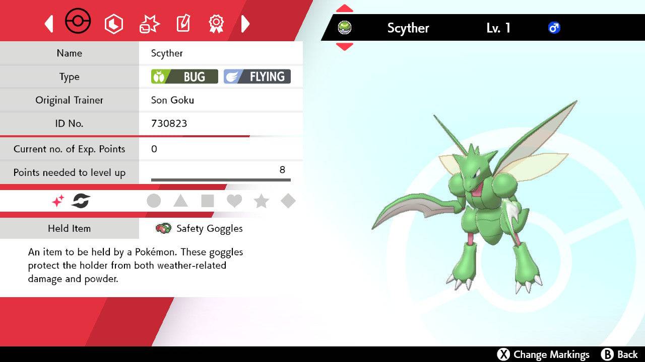 Pokemon Sword and Shield Shiny Scyther 6IV-EV Trained - Pokemon4Ever