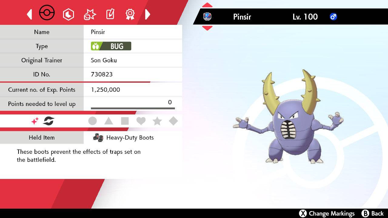 Pokemon Sword and Shield Shiny Pinsir 6IV-EV Trained - Pokemon4Ever