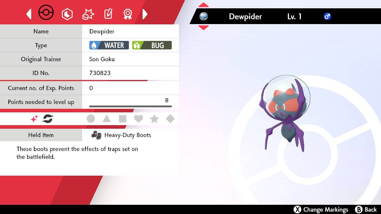 Pokemon Sword and Shield Shiny Dewpider 6IV-EV Trained - Pokemon4Ever