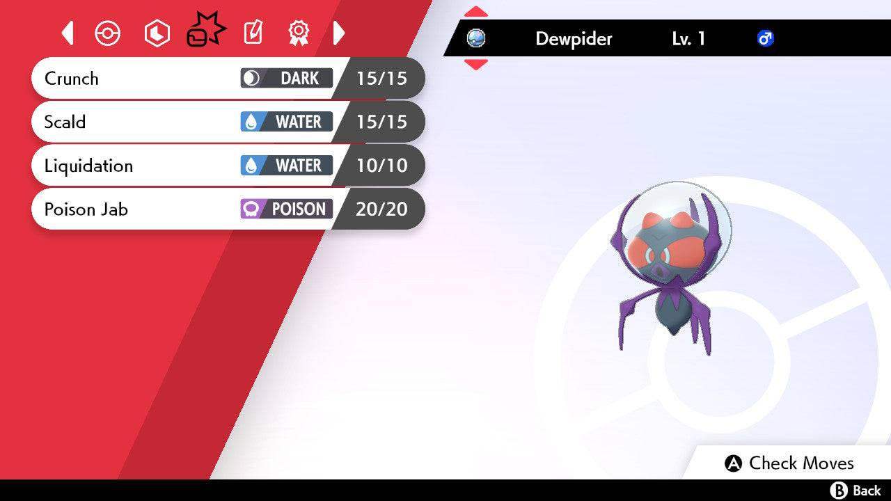 Pokemon Sword and Shield Shiny Dewpider 6IV-EV Trained - Pokemon4Ever