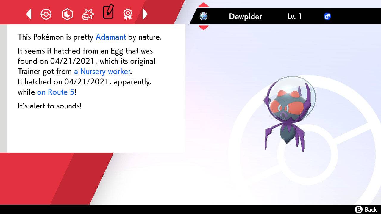 Pokemon Sword and Shield Shiny Dewpider 6IV-EV Trained - Pokemon4Ever