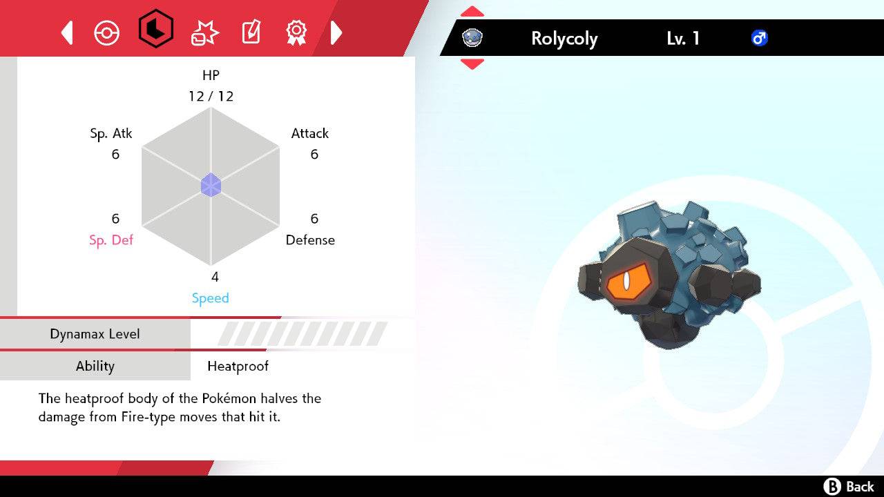 Pokemon Sword and Shield Shiny Rolycoly 6IV-EV Trained - Pokemon4Ever