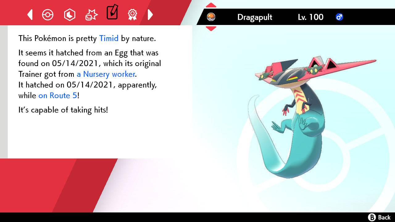 Pokemon Sword and Shield Dragapult 6IV-EV Trained - Pokemon4Ever