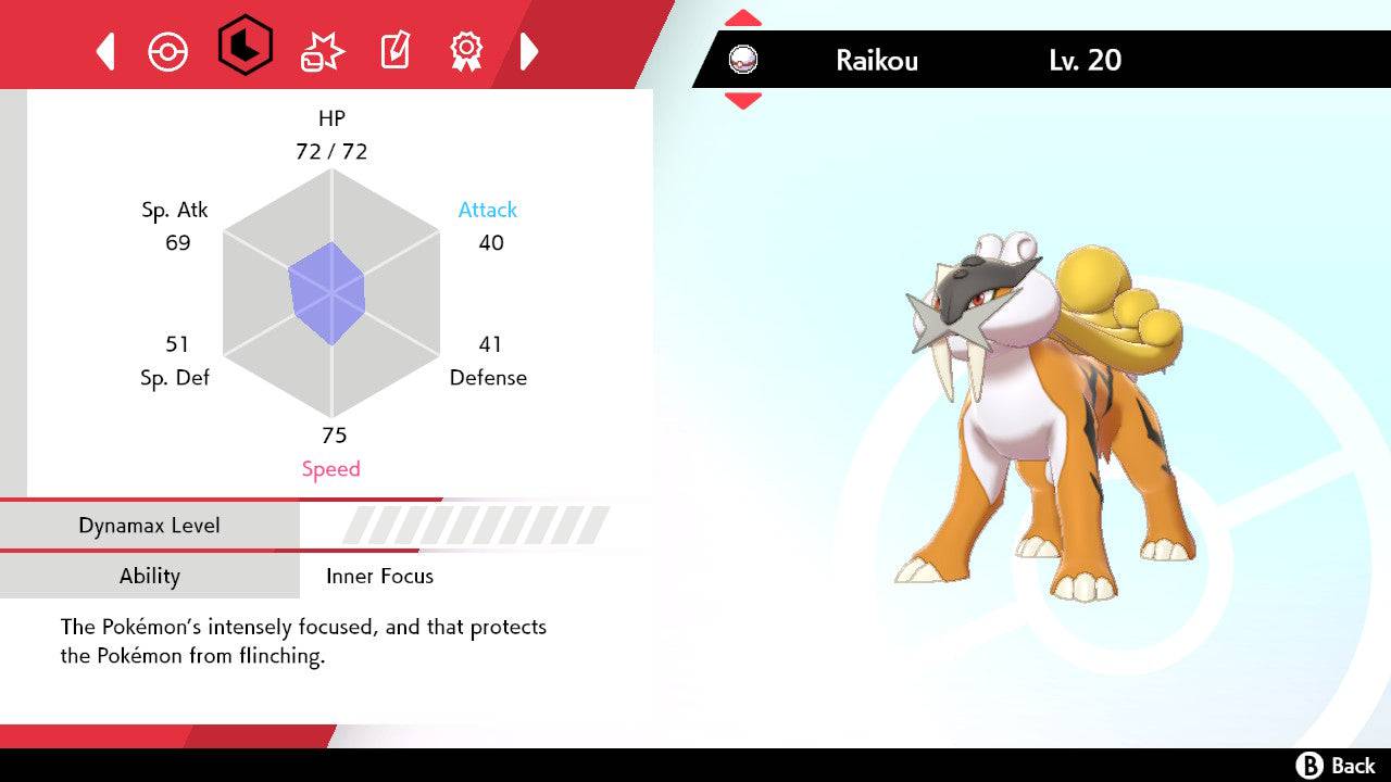 Pokemon Sword and Shield Ultra Shiny Raikou 6IV-EV Trained - Pokemon4Ever